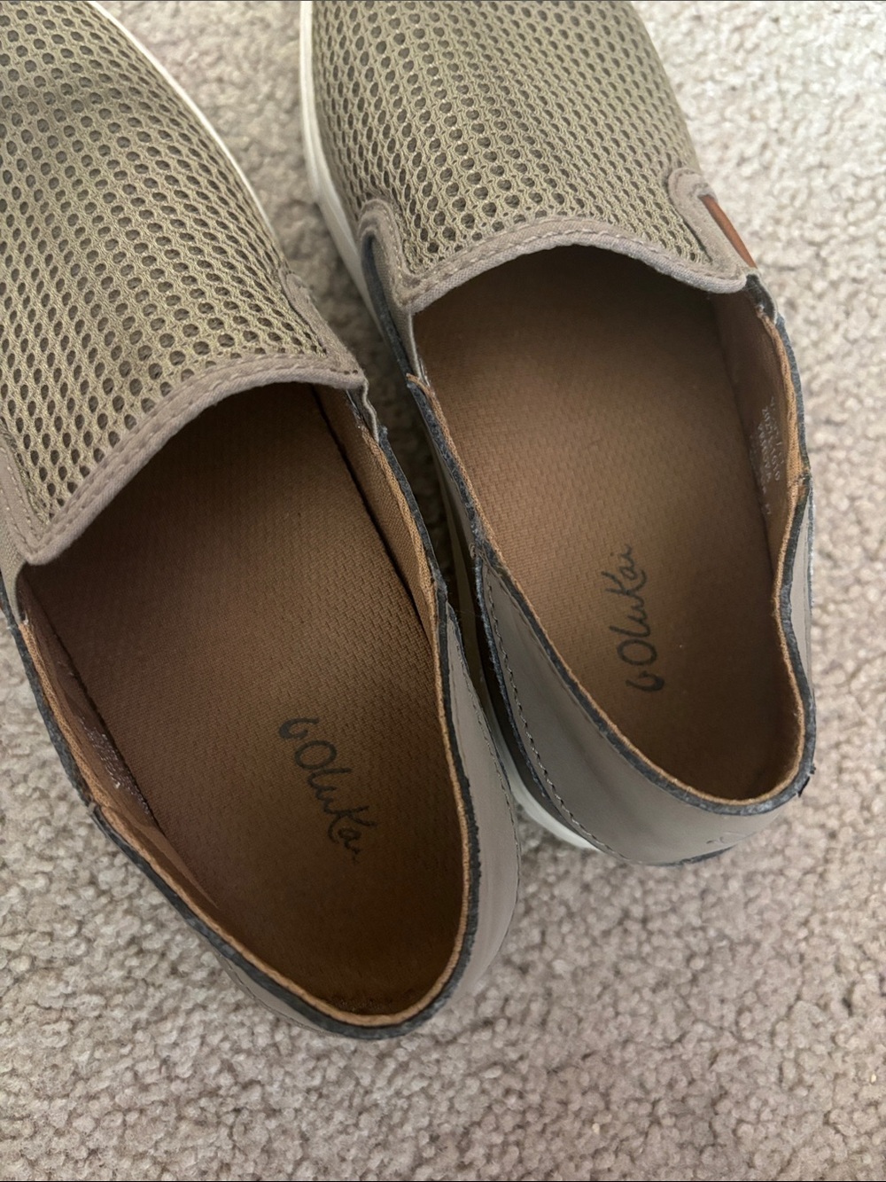 OluKai Women’s Pehuea Taupe Mesh Slip-On Loafers size 7 - Picture 2 of 8